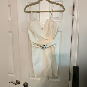 Kasey Belted Blazer Dress in White